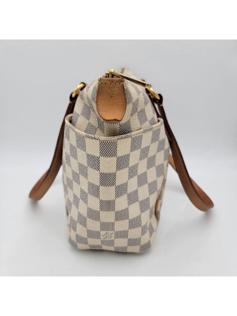 Louis Vuitton Damier Azur shoulder/tote with Tan Leather Trim. Authentic - Picture 8 of 17